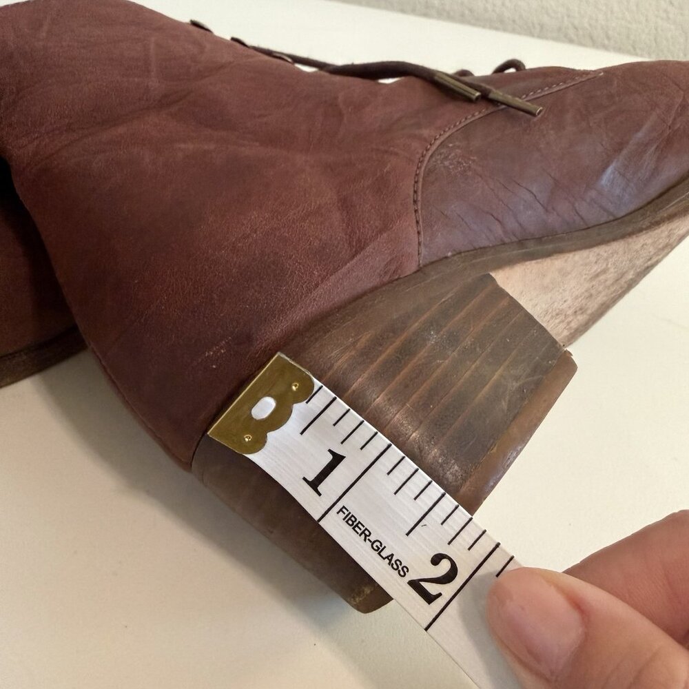 Christy Dawn The Dawn Boot Mahogany Soft Leather Lace Up Stacked Heel Boot 8 - Picture 12 of 12